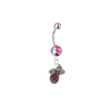 Miami Heat Silver Pink Swarovski Belly Button Navel Ring - Customize Gem Colors
