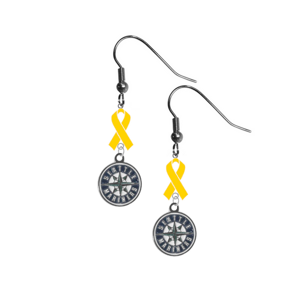 Seattle Mariners MLB Childhood Cancer Awareness Yellow Ribbon Dangle Earrings