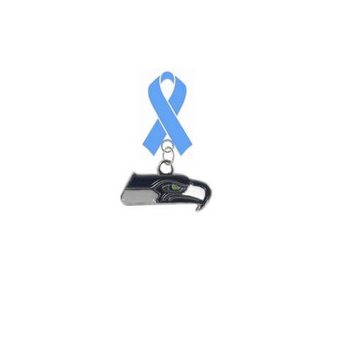 Seattle Seahawks NFL Prostate Cancer Awareness / Fathers Day Light Blue Ribbon Lapel Pin