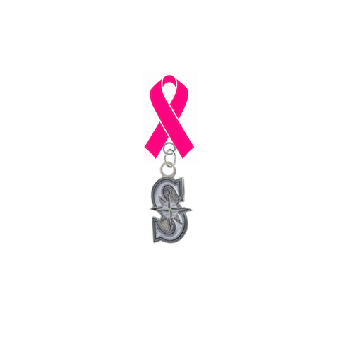 Seattle Mariners Style 2 MLB Breast Cancer Awareness / Mothers Day Pink Ribbon Lapel Pin
