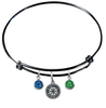 Seattle Mariners Black MLB Expandable Wire Bangle Charm Bracelet