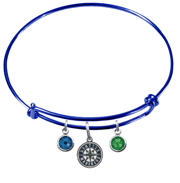 Seattle Mariners Blue MLB Expandable Wire Bangle Charm Bracelet