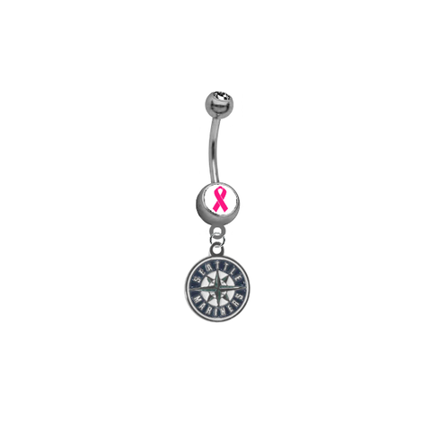 Seattle Mariners Breast Cancer Awareness Belly Button Navel Ring