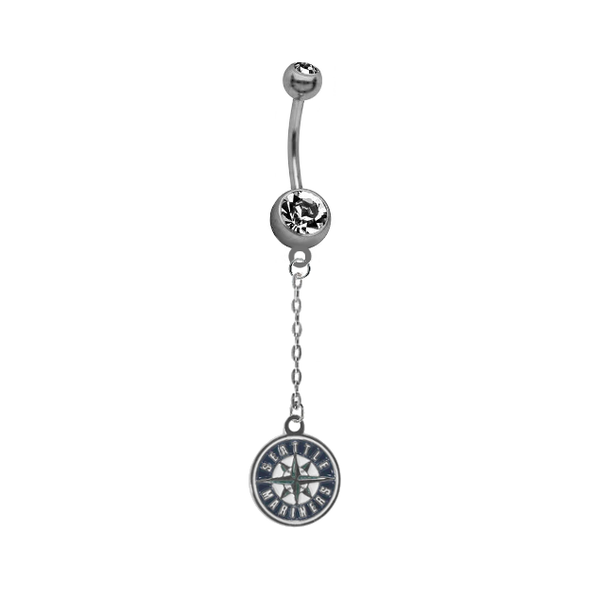 Seattle Mariners Dangle Chain Belly Button Navel Ring