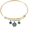 Seattle Mariners Gold MLB Expandable Wire Bangle Charm Bracelet