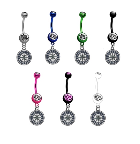 Seattle Mariners MLB Baseball Belly Button Navel Ring - Pick Your Color
