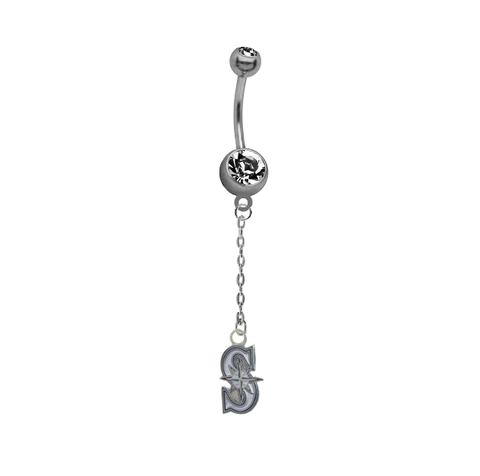 Seattle Mariners Style 2 Dangle Chain Belly Button Navel Ring