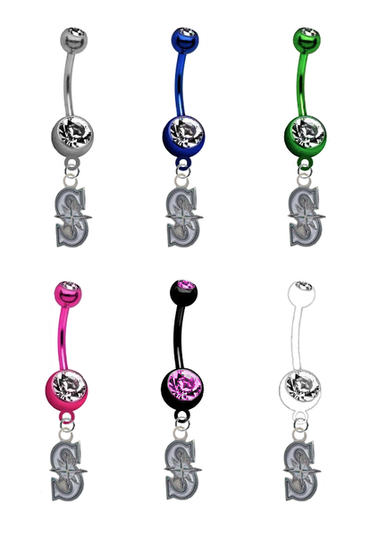 Seattle Mariners Style 2 MLB Baseball Belly Button Navel Ring - Pick Your Color