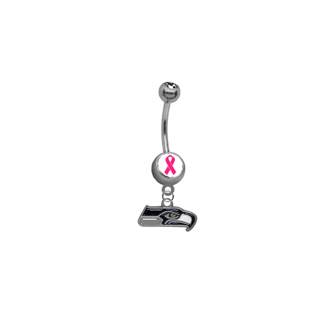 Seattle Seahawks Breast Cancer Awareness NFL Football Belly Button Navel Ring