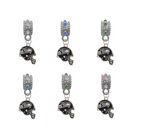 Seattle Seahawks Helmet NFL Football Crystal Rhinestone European Bracelet Charm