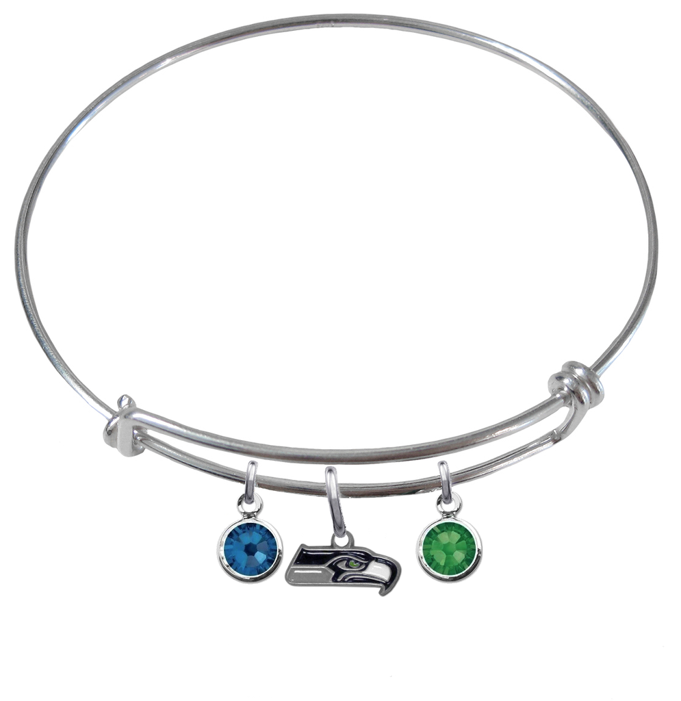 Seattle Seahawks NFL Expandable Wire Bangle Charm Bracelet