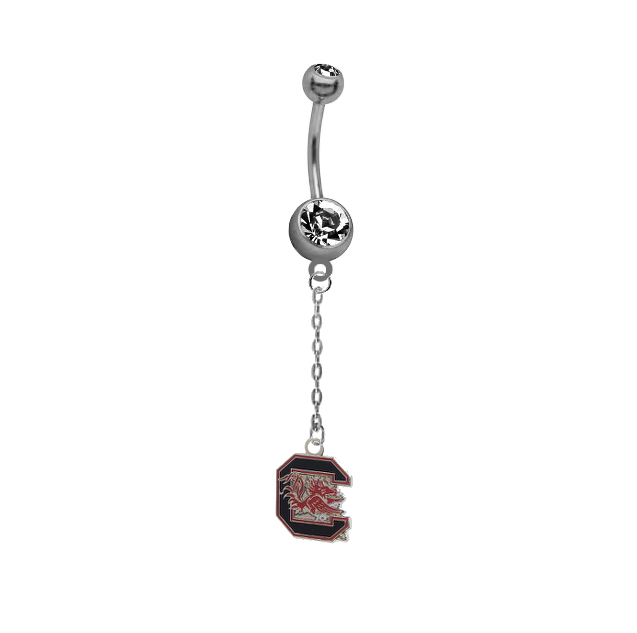 South Carolina Gamecocks Dangle Chain Belly Button Navel Ring