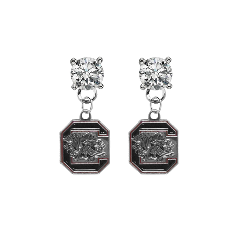 South Carolina Gamecocks CLEAR Swarovski Crystal Stud Rhinestone Earrings