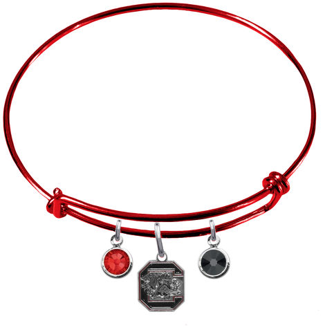 South Carolina Gamecocks RED Color Edition Expandable Wire Bangle Charm Bracelet