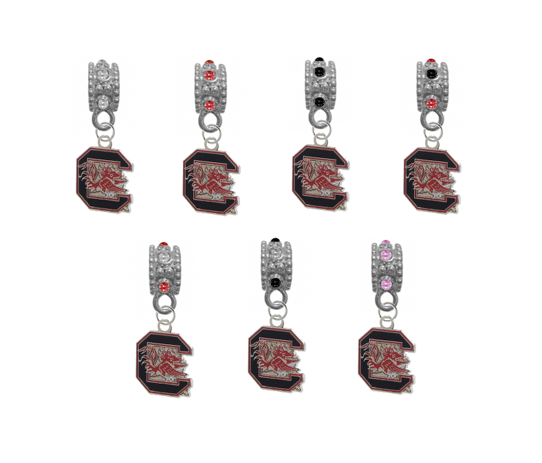 South Carolina Gamecocks NCAA Crystal Rhinestone European Bracelet Charm