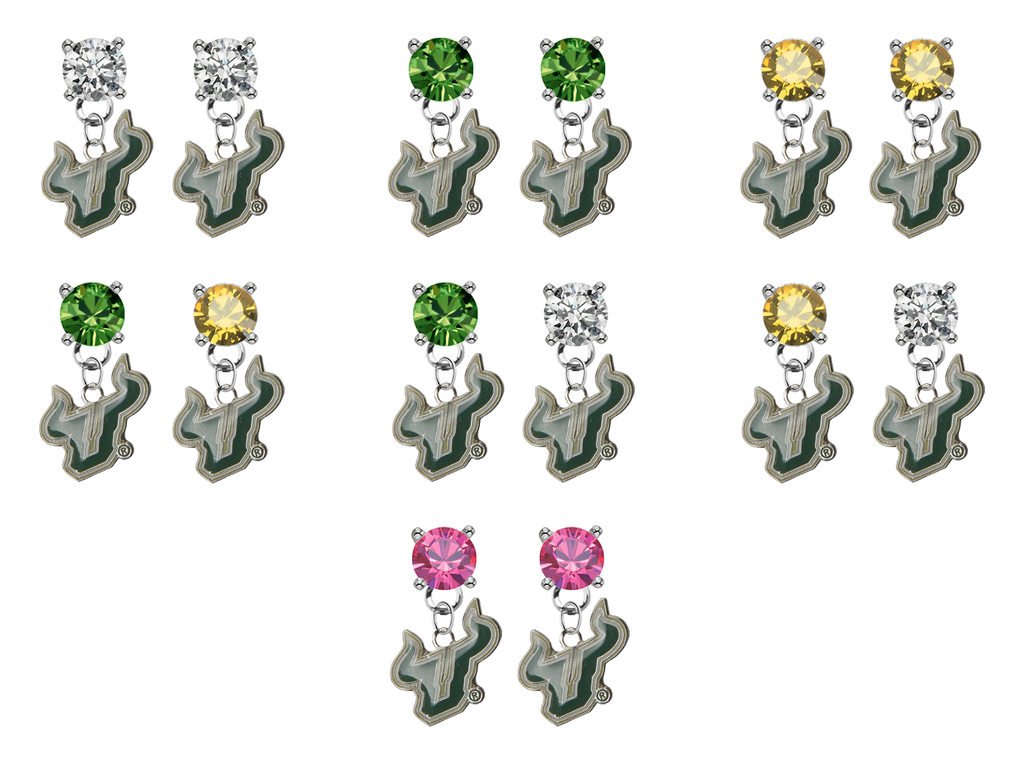 South Florida Bulls NCAA Swarovski Crystal Stud Rhinestone Earrings