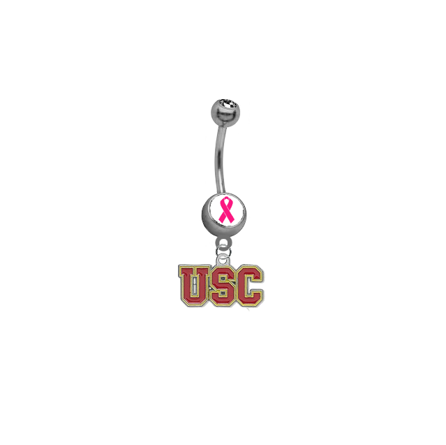 USC Southern California Trojans Breast Cancer Awareness Belly Button Navel Ring