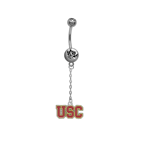 USC Southern California Trojans Dangle Chain Belly Button Navel Ring