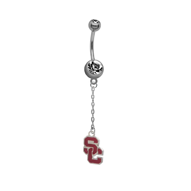 USC Southern California Trojans Style 2 Dangle Chain Belly Button Navel Ring