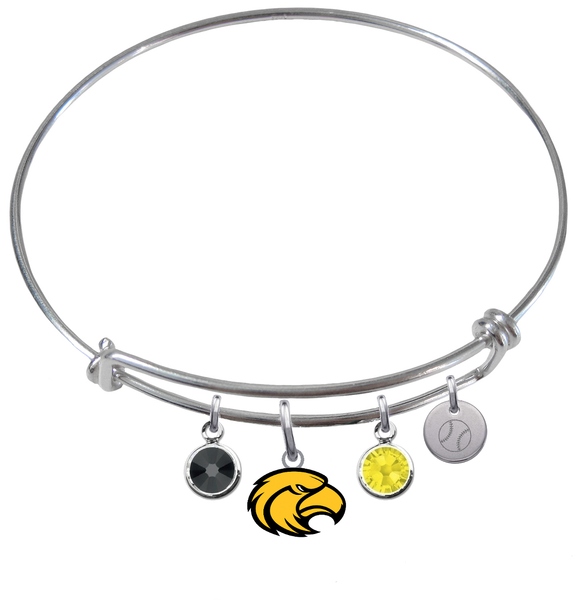 Southern Miss Golden Eagles Softball Expandable Wire Bangle Charm Bracelet