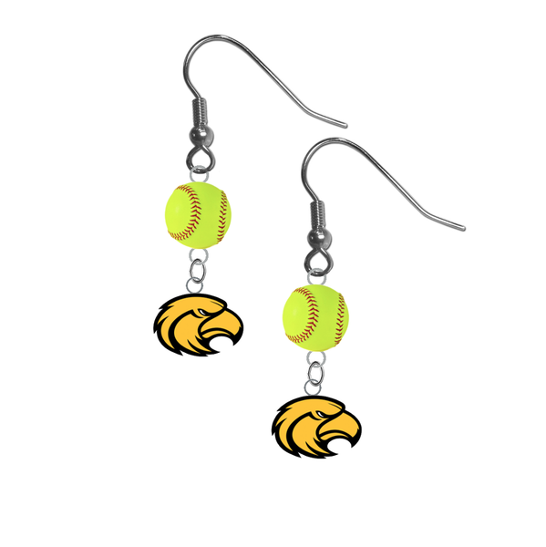 Southern Miss Golden Eagles NCAA Fastpitch Softball Dangle Earrings