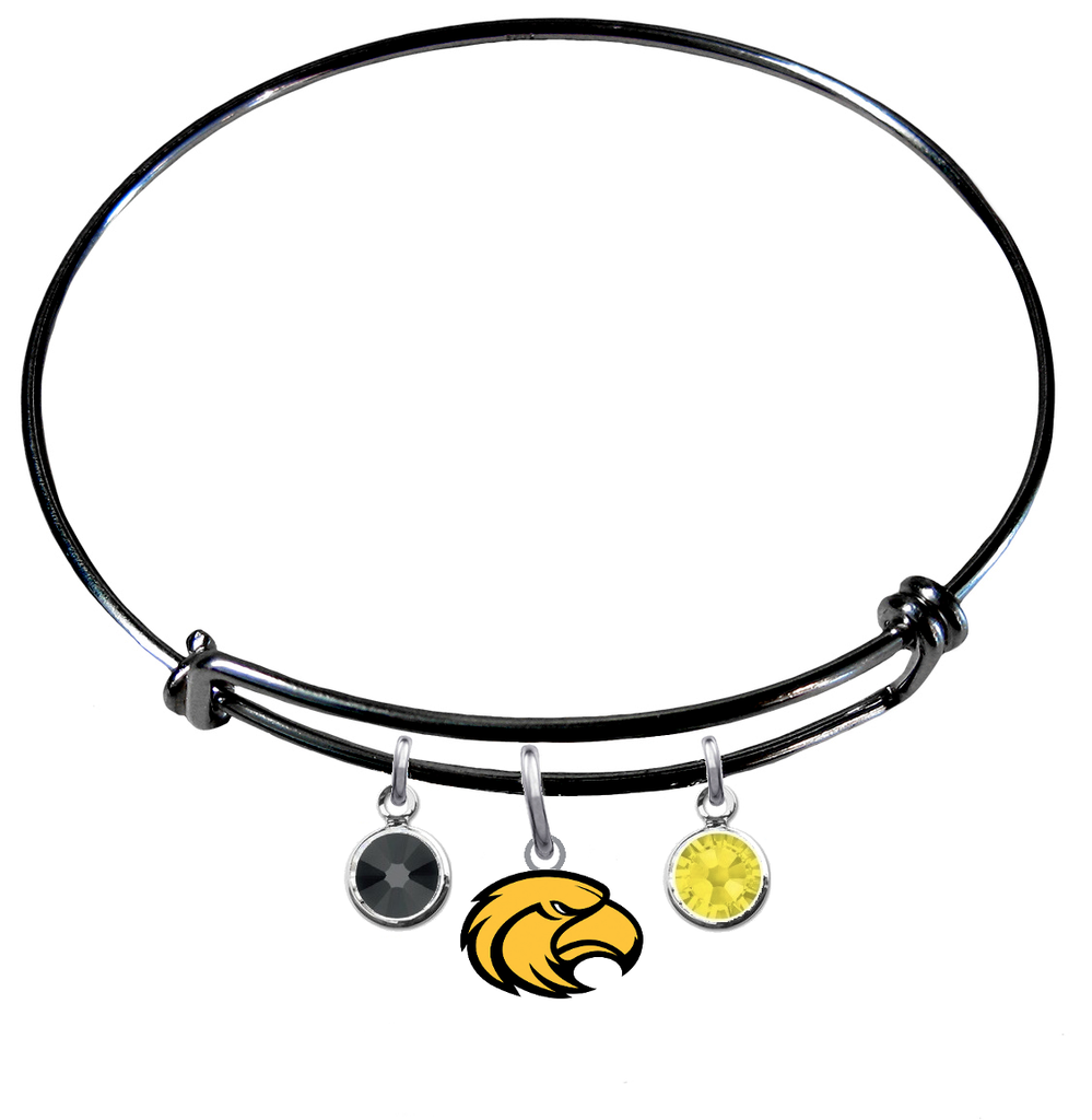 Southern Mississippi Golden Eagles BLACK Color Edition Expandable Wire Bangle Charm Bracelet