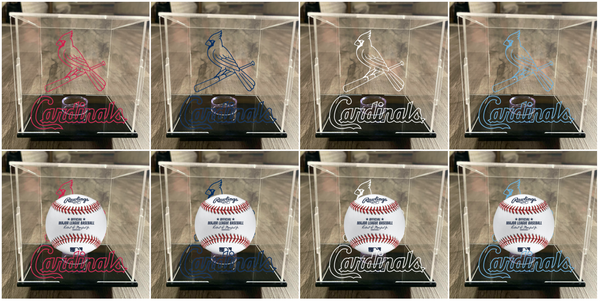 St Louis Cardinals Single Acrylic UV Baseball Display Case Cube w/ Ball Holder