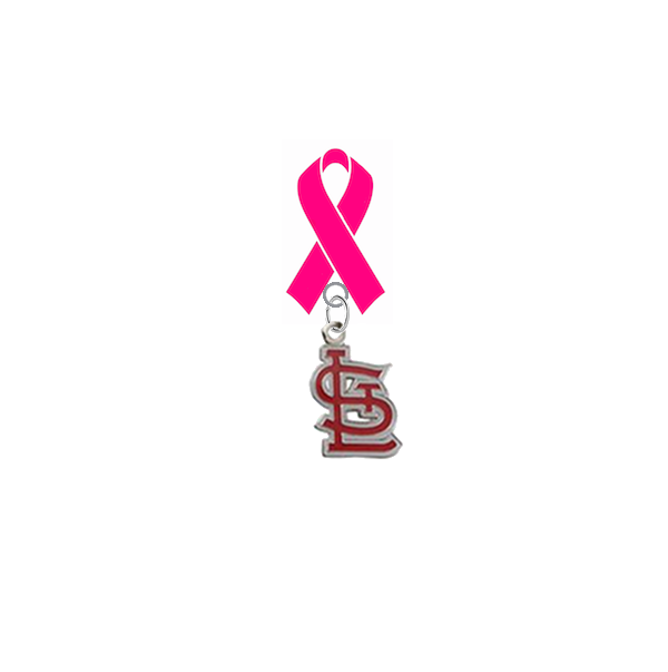 St Louis Cardinals Style 2 MLB Breast Cancer Awareness / Mothers Day Pink Ribbon Lapel Pin