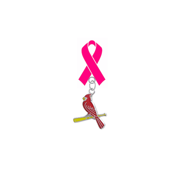 St Louis Cardinals Style 3 MLB Breast Cancer Awareness / Mothers Day Pink Ribbon Lapel Pin