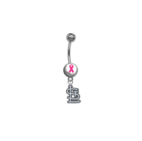 St Louis Cardinals Breast Cancer Awareness Belly Button Navel Ring