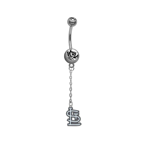 St Louis Cardinals Dangle Chain Belly Button Navel Ring