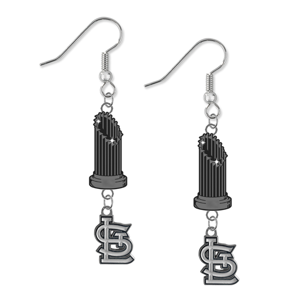 St Louis Cardinals MLB World Series Trophy Dangle Earrings