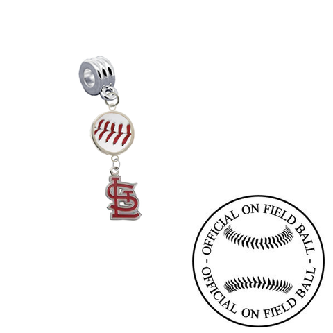 St Louis Cardinals 2 On Field Baseball Universal European Bracelet Charm (Pandora Compatible)