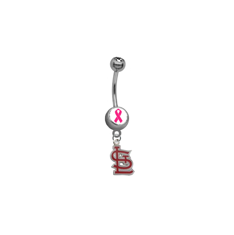 St Louis Cardinals Style 2 Breast Cancer Awareness Belly Button Navel Ring
