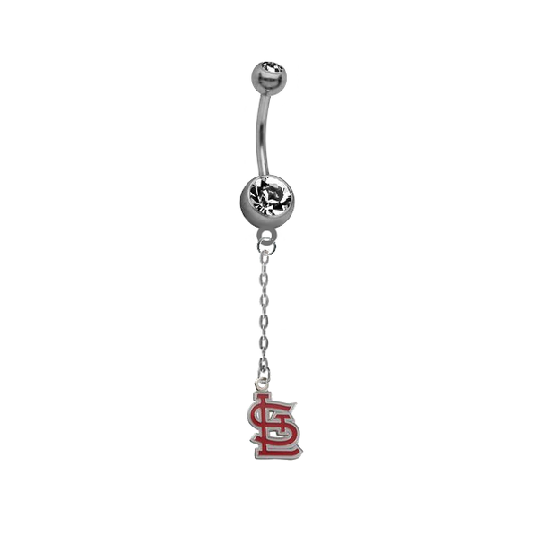 St Louis Cardinals Style 2 Dangle Chain Belly Button Navel Ring