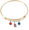 St Louis Cardinals Style 2 Gold MLB Expandable Wire Bangle Charm Bracelet