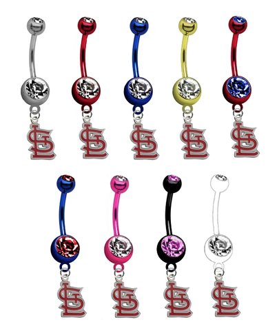 St Louis Cardinals Style 2 MLB Baseball Belly Button Navel Ring - Pick Your Color