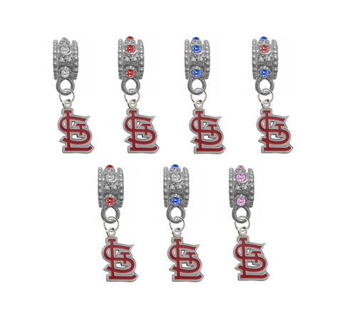 St Louis Cardinals 2 MLB Baseball Crystal Rhinestone European Bracelet Charm