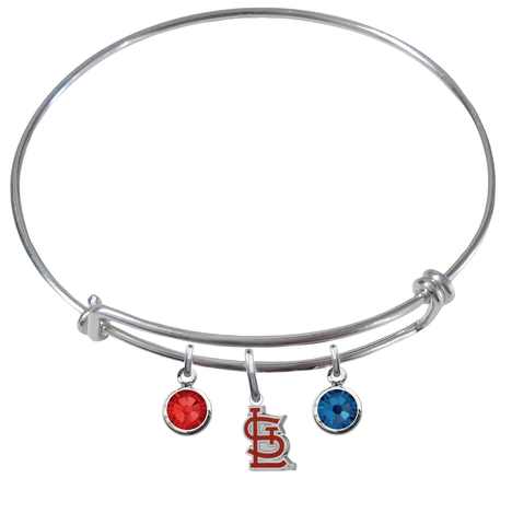 St Louis Cardinals Style 2 MLB Expandable Wire Bangle Charm Bracelet