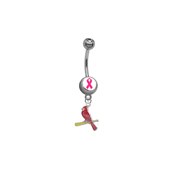St Louis Cardinals Style 3 Breast Cancer Awareness Belly Button Navel Ring
