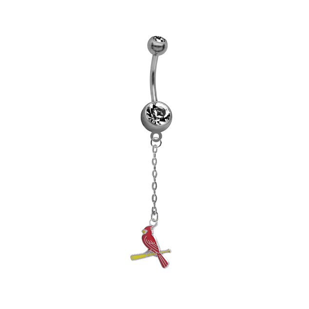 St Louis Cardinals Style 3 Dangle Chain Belly Button Navel Ring