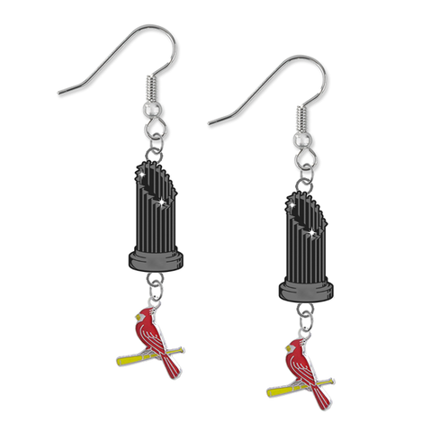 St Louis Cardinals Style 3 MLB World Series Trophy Dangle Earrings