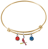 St Louis Cardinals Style 3 Gold MLB Expandable Wire Bangle Charm Bracelet