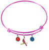 St Louis Cardinals Style 3 Pink MLB Expandable Wire Bangle Charm Bracelet