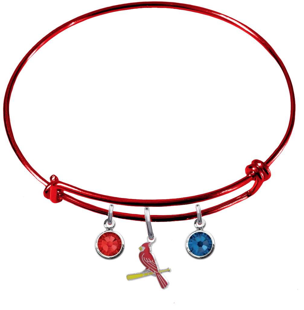 St Louis Cardinals Style 3 Red MLB Expandable Wire Bangle Charm Bracelet