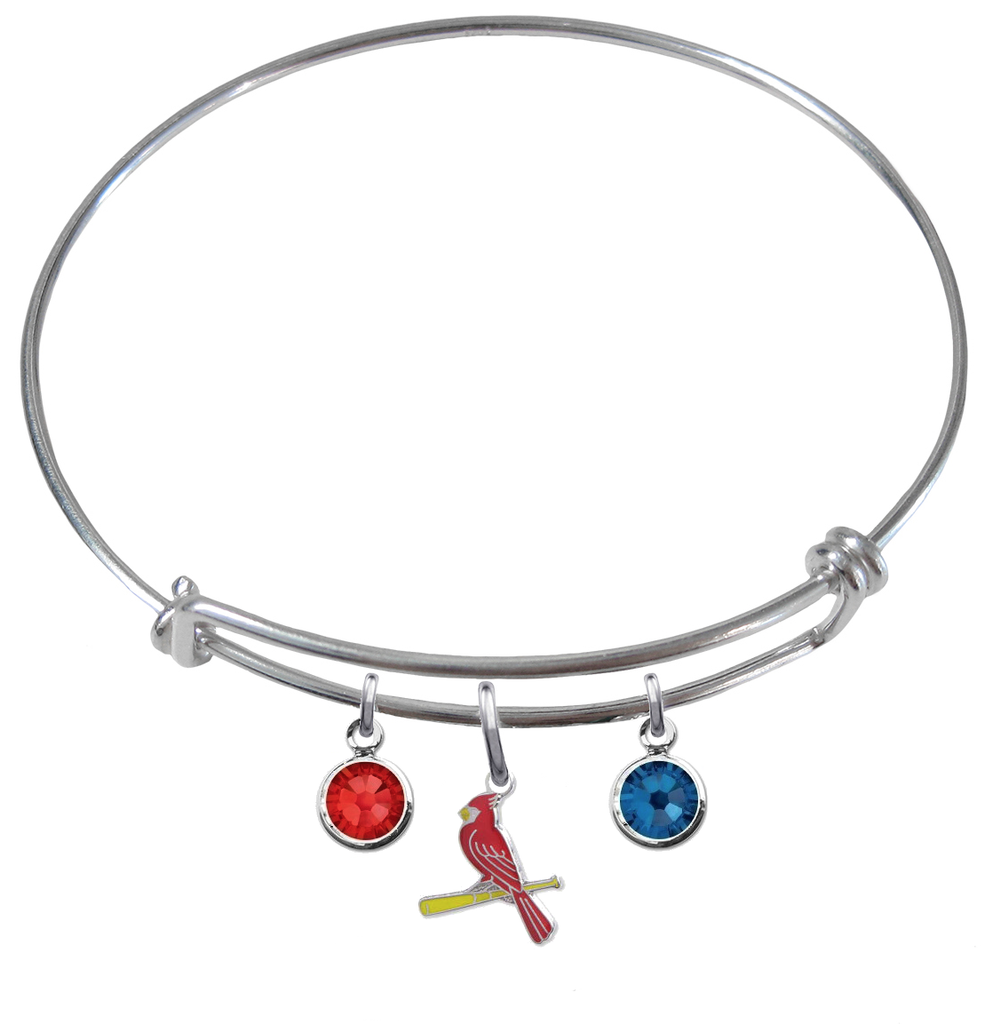 St Louis Cardinals Style 3 MLB Expandable Wire Bangle Charm Bracelet