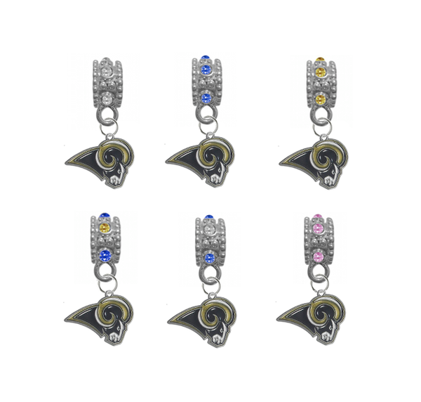 Los Angeles Rams NFL Football Crystal Rhinestone European Bracelet Charm