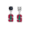 Stanford Cardinal BLACK & CLEAR Swarovski Crystal Stud Rhinestone Earrings