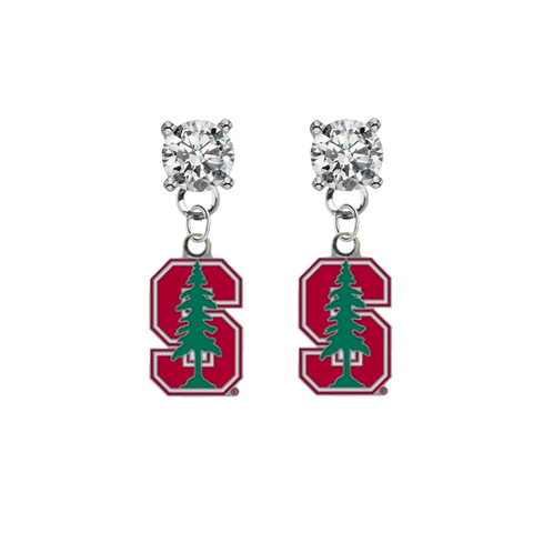 Stanford Cardinal CLEAR Swarovski Crystal Stud Rhinestone Earrings