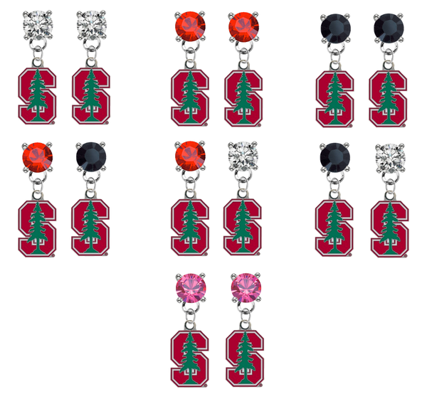 Stanford Cardinal NCAA Swarovski Crystal Stud Rhinestone Earrings